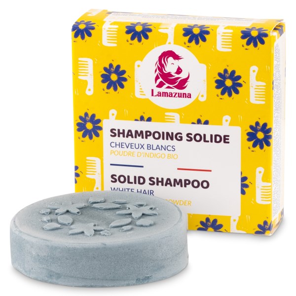 Lamazuna Solid Shampoo Soap, 70 ml, Harmaat/Vaaleat Hiukset - Organic Indigo Powder