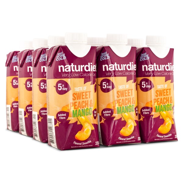 Naturdiet Smoothie Ateriankorvike, Peach/Mango, 12-pack