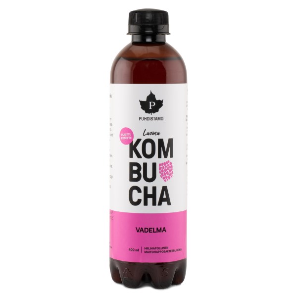 Puhdistamo Kombucha, Luomu, Vadelma, 400 ml