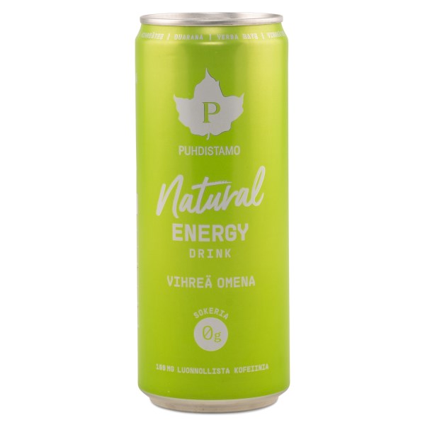 Puhdistamo Natural Energy Drink, Green Apple, 330 ml